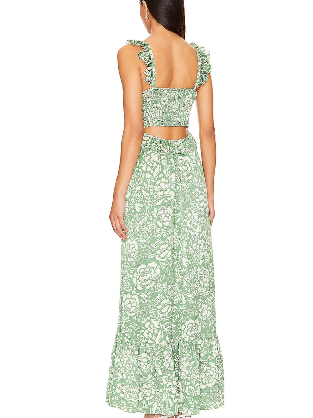 Heartloom Sage Green Floral Ruffle V-Neck Maxi Dress - Picture 3 of 8
